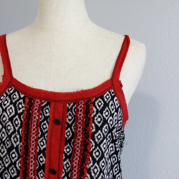 Live To Be Spoiled Deconstructed Red and Black Spaghetti Strap Blouse Size M - Picture 3 of 6